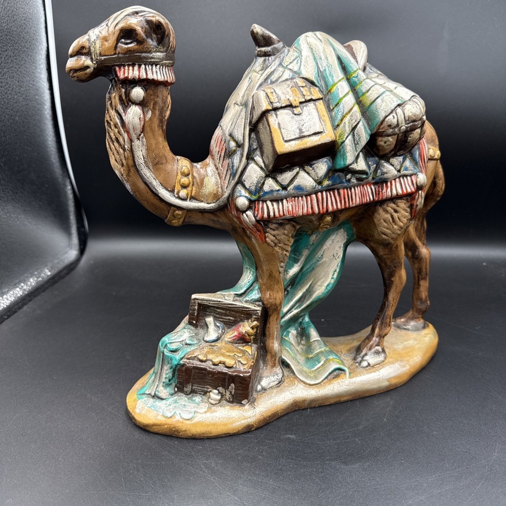 Vintage Atlantic Mold Ceramic Hand Painted Nativity Standing Camel 10.5" B